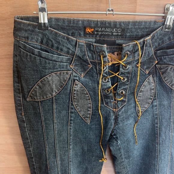 Parasuco Black Flare Jeans with Gold Stitching - Picture 2 of 7